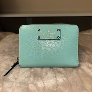 kate spade Small Mint Green Pebbled Leather Zip Wallet